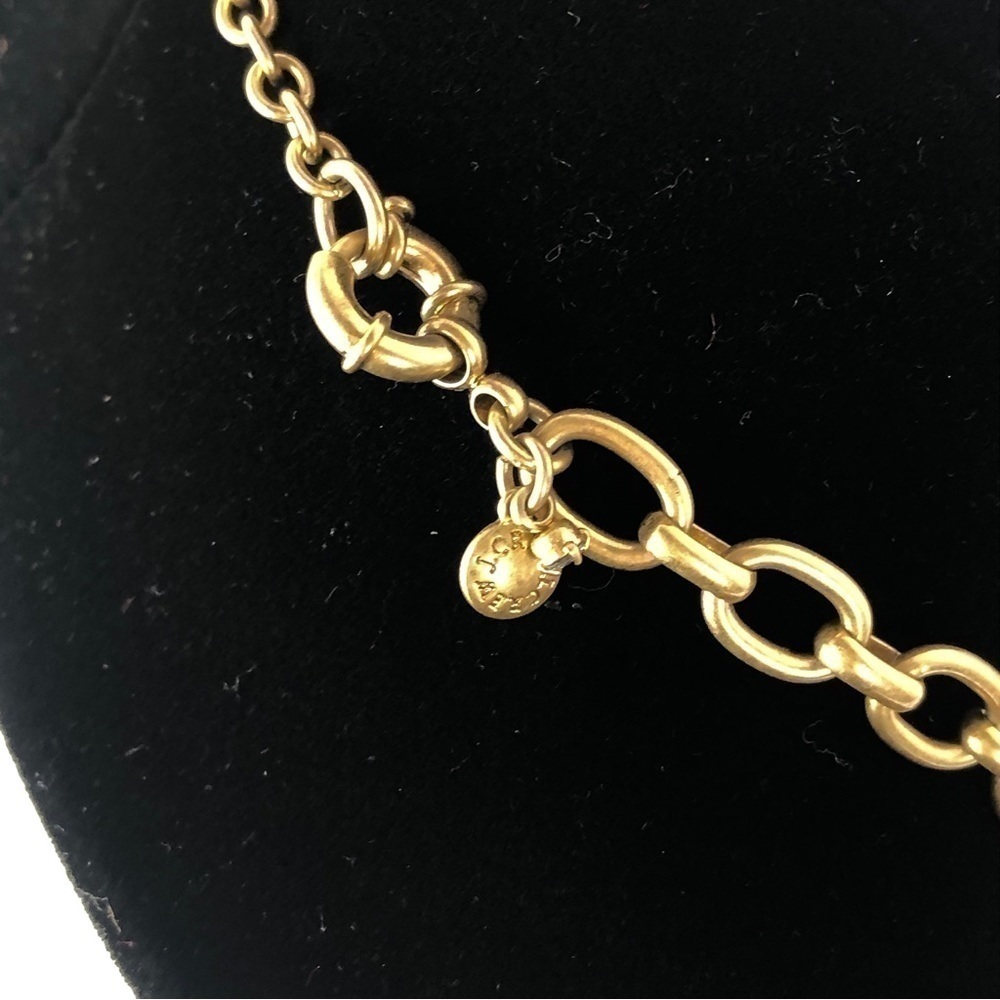 J. Crew flower crystal jewel necklace with gold cuban chain - Picture 3 of 5